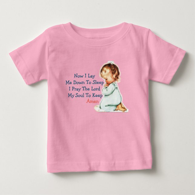 Camiseta Agora Eu Me Deito Para Dormir Crianças Rezando (Frente)