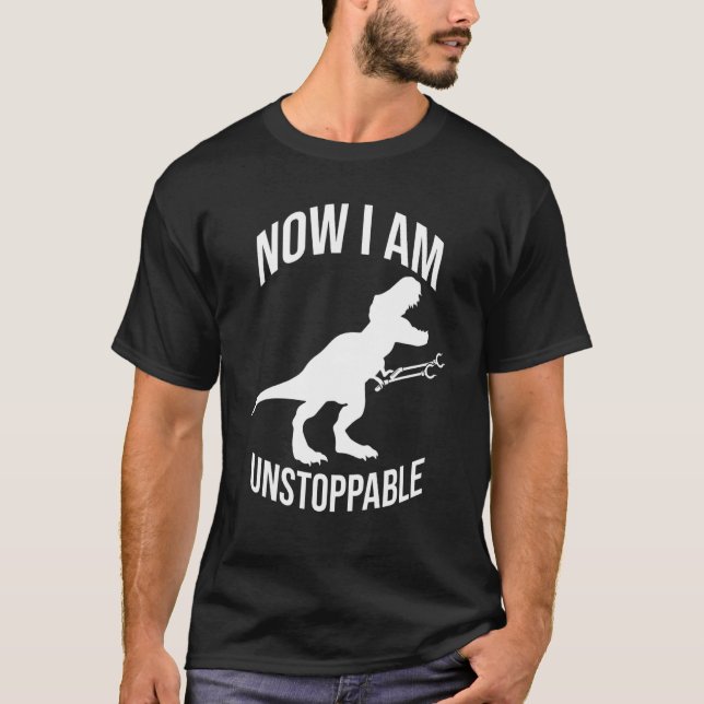 Camiseta Agora Eu Sou Implacável A Rex Dinossaur Grabber Ci (Frente)