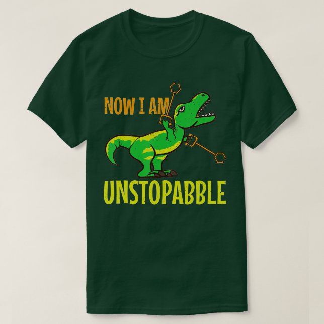 Camiseta Agora eu sou um dinossauro Trex sem limites retro  (Frente do Design)