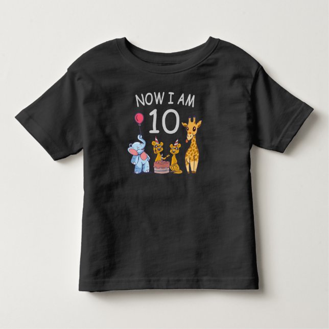 Camiseta Agora eu tenho 10 anos de idade Aniversário de 10  (Frente)