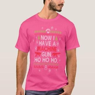 Camiseta Agora Eu Tenho Uma Arma De Máquina Ho Ho Ho Engraç