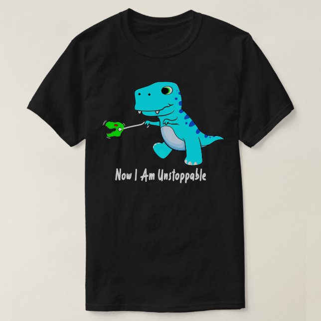 Camiseta Agora, Sou Ilimitada Dinossauro Engraçado TRex (Frente do Design)
