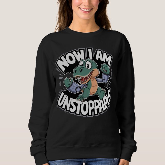 Camiseta Agora sou um T-Rex Engraçado e Implacável com Braç (Frente)