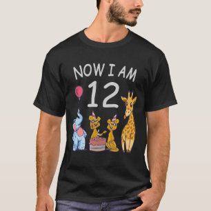 Camiseta Agora tenho 12 anos de 12 de aniversário no Zoo