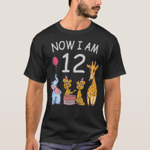 Camiseta Agora tenho 12 anos de 12 de aniversário no Zoo