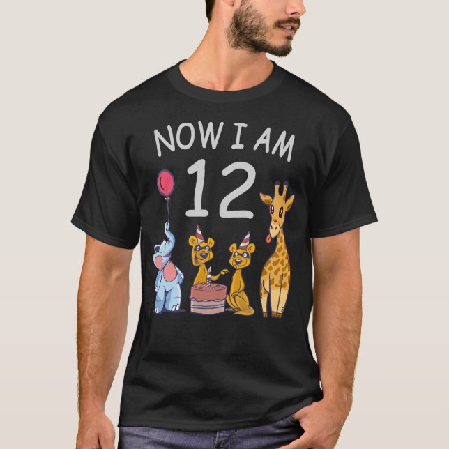 Camiseta Agora tenho 12 anos de 12 de aniversário no Zoo (Frente)