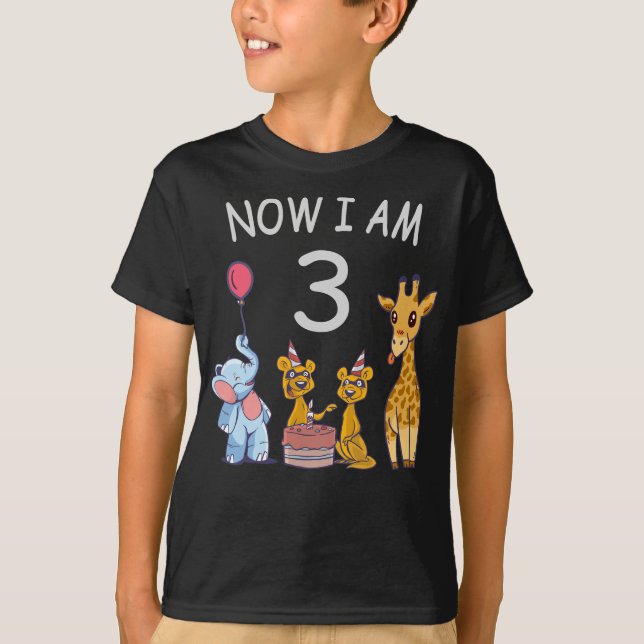 Camiseta Agora tenho 3 anos de aniversário de 3 anos no Zoo (Frente)