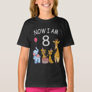 Camiseta Agora tenho 8 anos e oitavo aniversário no Zoo