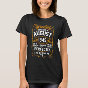 Camiseta Agosto 1949 73º Aniversário 73 Anos Mulheres
