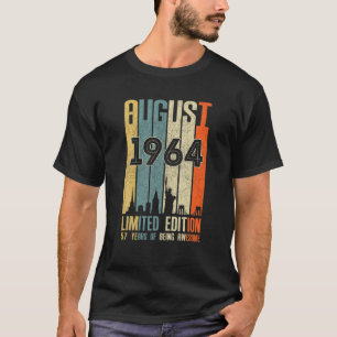 Camiseta Agosto 1964 57 Aniversário 57 Anos 1964 Aniversári