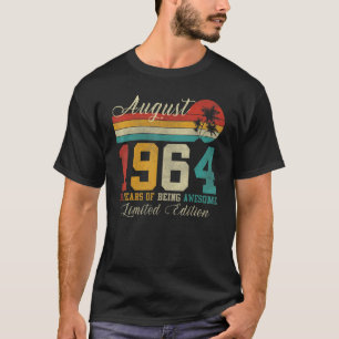 Camiseta Agosto 58 Anos Vintage 1964 58º Aniversário