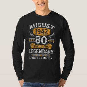 Camiseta Agosto De 1942 80 Aniversário De 80 Anos