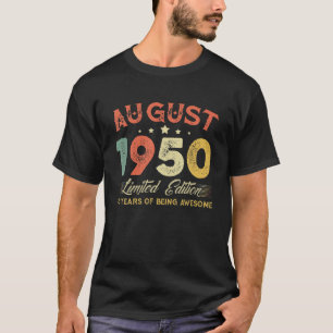 Camiseta Agosto De 1950 Vintage 70 Aniversário Gif
