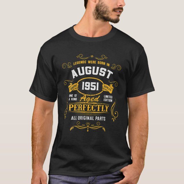 Camiseta Agosto De 1951 70 Ano Aniversário Presente Para Ho (Frente)