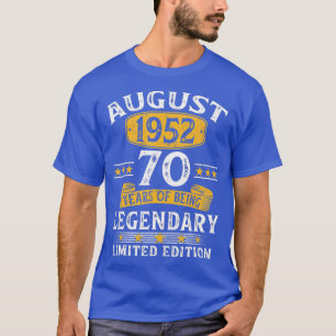 Camiseta Agosto De 1952, 70 Anos, Presente Para Homens Vint