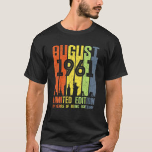 Camiseta Agosto De 1961 60O Aniversário Dotado De 60 Anos H