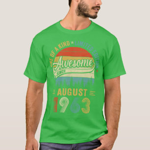 Camiseta Agosto De 1963 Vintage, 60 Anos, Retro 60º Nascime