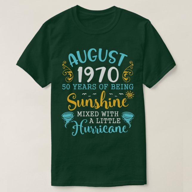 Camiseta Agosto De 1970 Feliz Aniversário 50 Anos De Ser Su (Frente do Design)