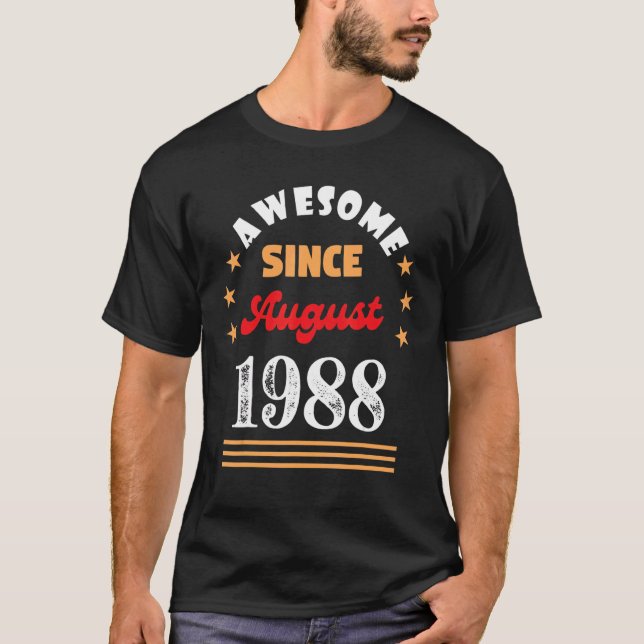 Camiseta Agosto De 1988 Aniversário Espetacular Desde 1988  (Frente)