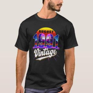 Camiseta Agosto De 1991 aniversário de 30 anos Vaporwave 3