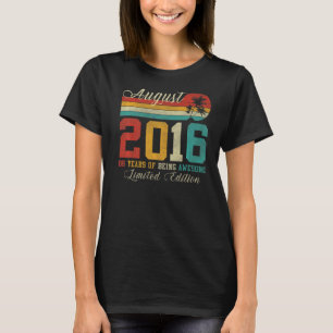 Camiseta Agosto de 6 anos Vintage 2016 6 Aniversário