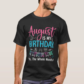 Camiseta Agosto É Meu Aniversário Sim O Mês Todo De Agosto