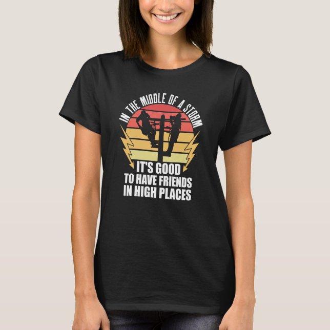 Camiseta Agradeça a um Lineman Citação Lineman Elétrico Ele (Frente)