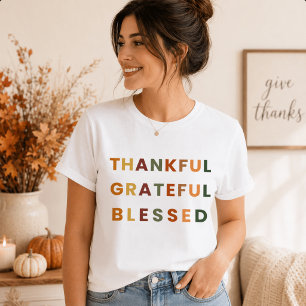 Camiseta Agradecida Abençoada – Cores de Outono