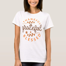 Camiseta Agradecido Abençoado Dia de Ação de Graças Abóbora