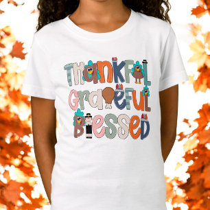 Camiseta Agradecido Abençoado Grato Padrão de Ação de Graça