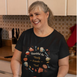 Camiseta Agradecido por Família Amigos e Comida de Ação de