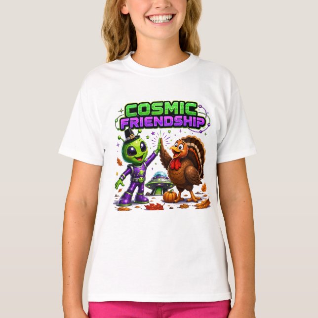 Camiseta Agradecimento de Amizade Cósmica Peru Alien (Frente)