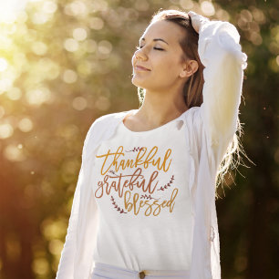 Camiseta Agradeço a gratidão abençoada Ação de Graças
