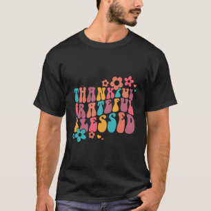 Camiseta Agradeço ao coração de flores onduladas, abençoada