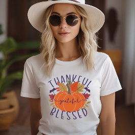 Camiseta Agradeço ao Feliz Abençoado Pumpkin de Ação de Gra