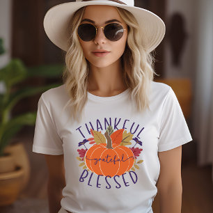Camiseta Agradeço ao Feliz Abençoado Pumpkin de Ação de Gra