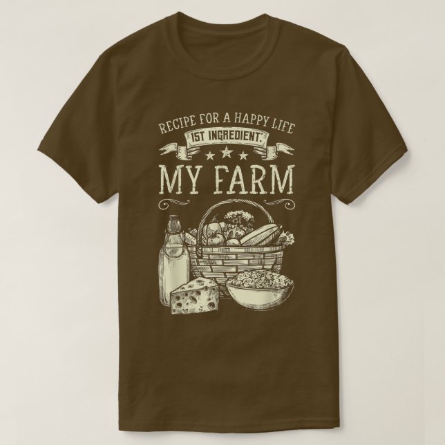 Camiseta Agricultor, Agricultura, Produtos de Fazenda, Rece (Frente do Design)