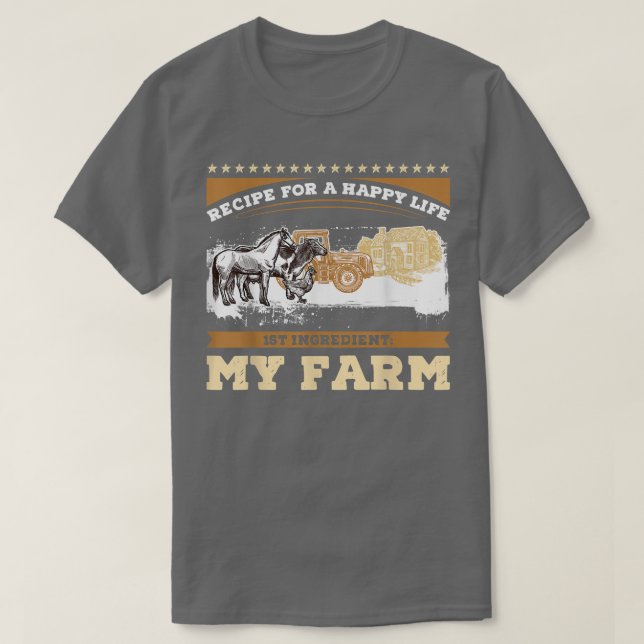 Camiseta Agricultor animal, minha Fazenda, Recebe por uma v (Frente do Design)