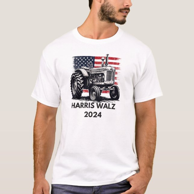 CAMISETA AGRICULTORES TRATORES PARA HARRIS WALZ 2024 (Frente)