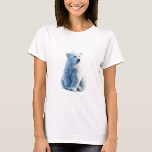 Camiseta Água Azul Fria Ursa Polar Ártica Mulheres