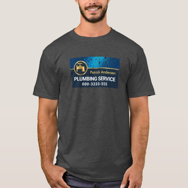 Camiseta Água Azul Profissional Cai no Canalizador de Fauce (Frente)