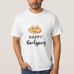 Camiseta água-color abóbora feliz ação de graças<br><div class="desc">Feliz feriado de Ação de Graças com design de abóboras florais de outono de aquarela.</div>