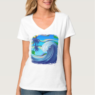 Camiseta Água das ondas grandes do oceano marinho