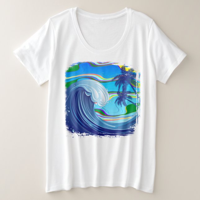 Camiseta Água das ondas grandes do oceano marinho (Frente do Design)