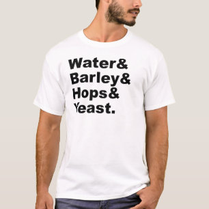 Camiseta Água e Cevada e Saltos e Levedura   Ingredientes D