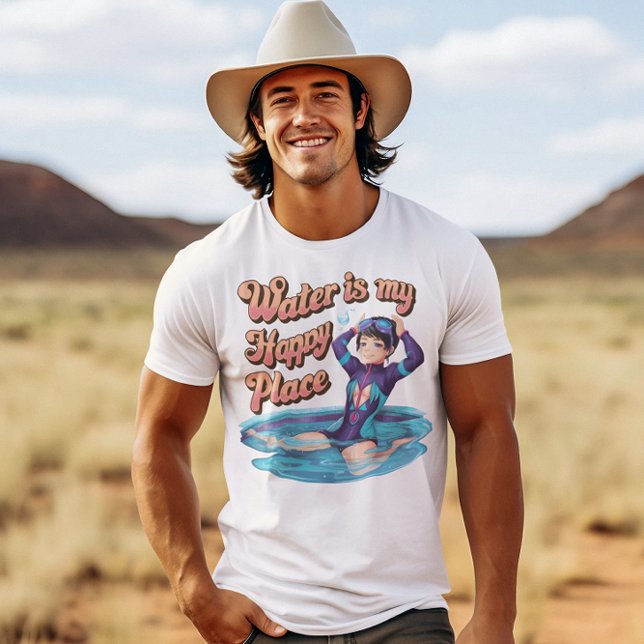 Camiseta Água É Meu Lugar Feliz Para A Mulher Vestir Um Ter (Criador carregado)