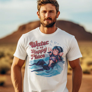 Camiseta Água É Meu Lugar Feliz Serenidade Submersa