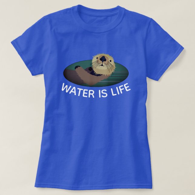 Camiseta "Água é vida" com Otter (Frente do Design)