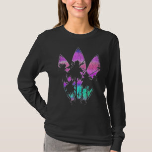 Camiseta Água Esporte Surfer Palm Tres Surfboard Vaporwave