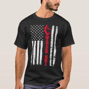 Camiseta Água Esqui Eua Bandeira Americana Ventilador de Es